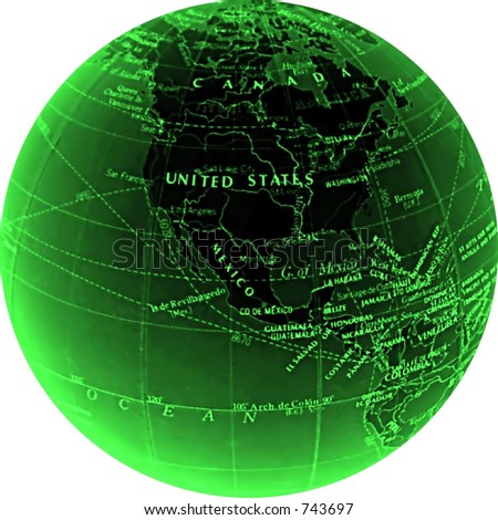 globe usa world on white