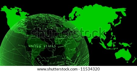 green world map and globe