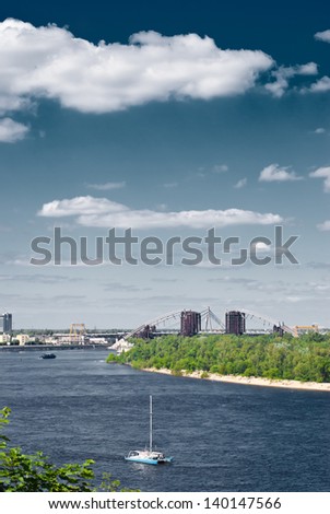 Beautiful urban river landscape, Kiev, Ukraine/Beautiful urban river landscape/Beautiful urban river landscape