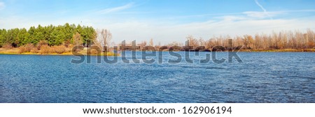 River landscape in autumn, Ukraine/River landscape/River landscape