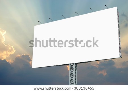 blank billboard for advertisement with beautiful sunbeam  background