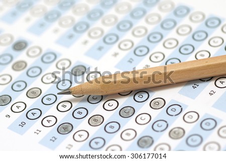 answer sheet test score with pencil