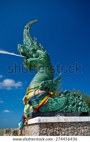 Naga Statue\
The head great parent NAK statue spray water at Songkhla Thailand