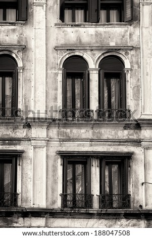 Traditional Venetian Facade. Black and White