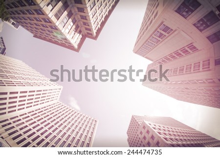 Wide Lens View of Modern Buildings. Business Concept