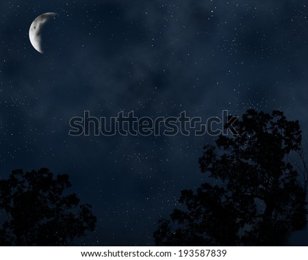 Sky and moon at night background