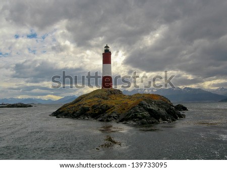 USHUAIA, ARGENTINA - Lighthouse at the 'End of the World' in the Beagle Channel