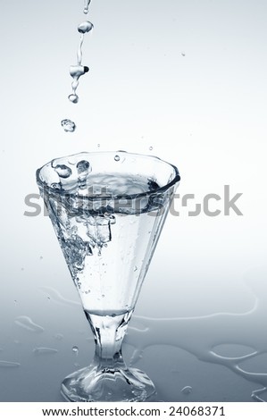 Splash of mineral water from glass isolated over white
