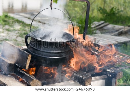 Cooking  of natural food in summer