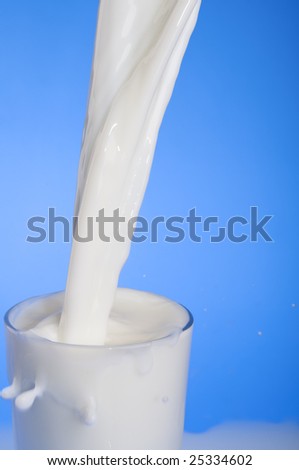 Stream of milk pouring into a glass