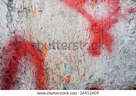 Grunge background of old concrete damaged wall with color spots