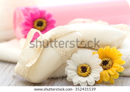 Gentle flower soap and SPA accessories