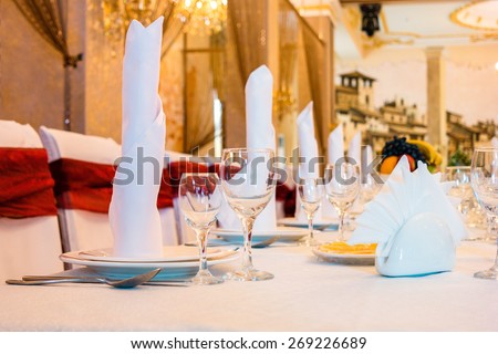 Table in luxurious restaurant served for lunch