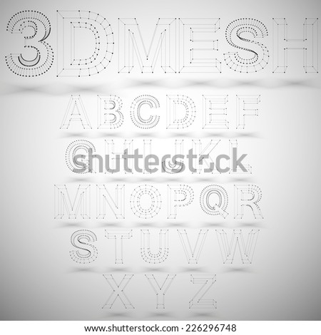 3D mesh stylish alphabet on white background single color clear vector 3D mesh stylish alphabet on white background single color clear vector