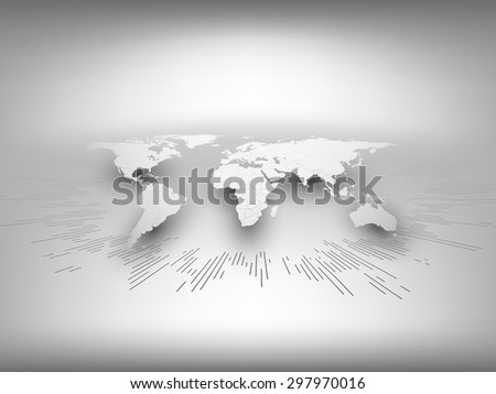 World map template in perspective on gray background for business or website design.