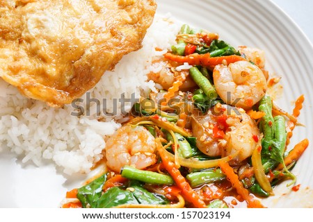 The hot and spicy asian foods in lunch time