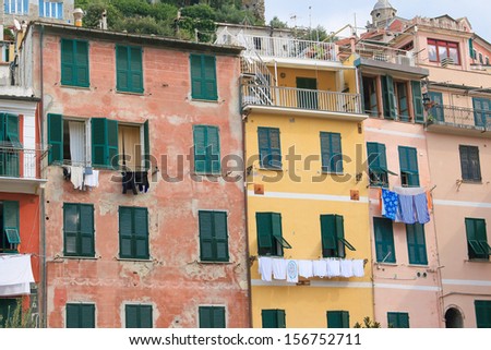 Vernazza typical houses on the sea lanes 5 terre liguria national park