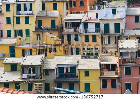 Vernazza typical houses on the sea lanes 5 terre liguria national park