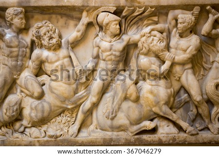 marble sarcophagus roman times ostia antica rome