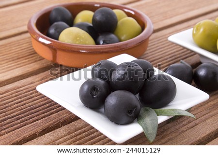green and black olives
