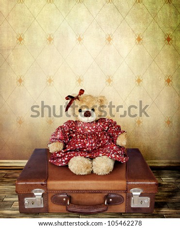 Girl Teddy Bear on a Suitcase  for your Card