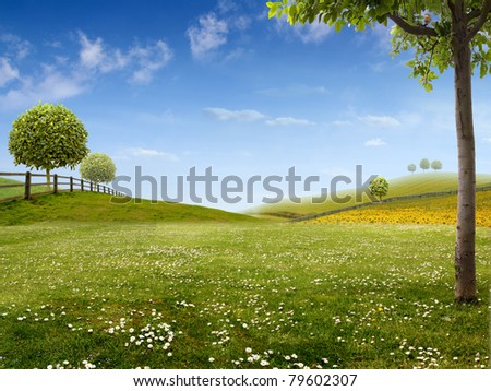 Green country Landscape - Background for your Art
