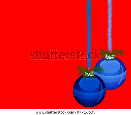 Red background with two blue orbs