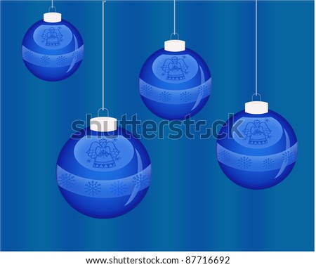 Blue hanging balls with blue background