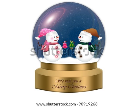 Christmas snow globe with snow couple in it
