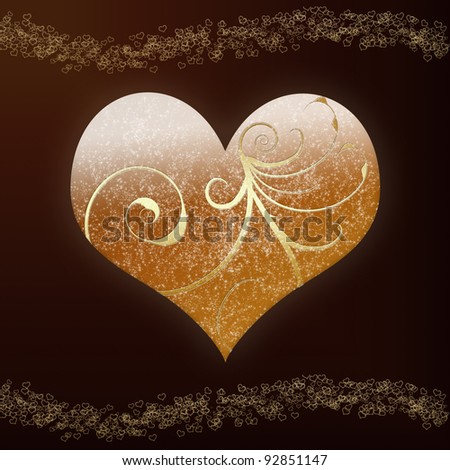Decorative gold heart card for Valentine\'s day