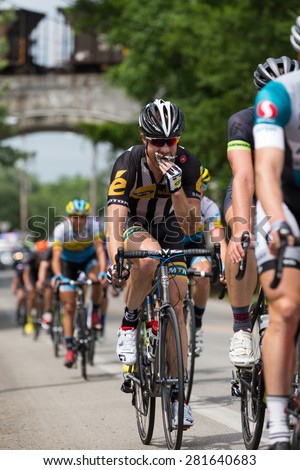 Chattanooga, Tennessee, USA.  25th May, 2015. Professional cyclists compete in the 2015 USA Cycling National Championship Road Race (Pro Men) event, held in the streets of Chattanooga, Tennessee, USA.