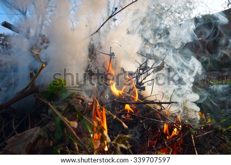fire,smoke,smoke from fire,garden,autumn on the garden,leaves,clean on the garden,the smell of smoke fire