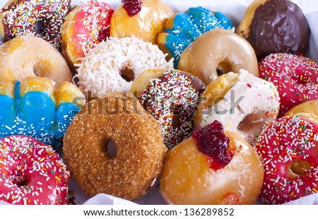 Assorted Colorful Donuts in Box