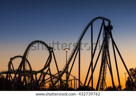 Roller Coaster Silhouette at Sunset