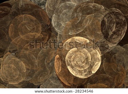 Abstract background with orbed objects in dark colours