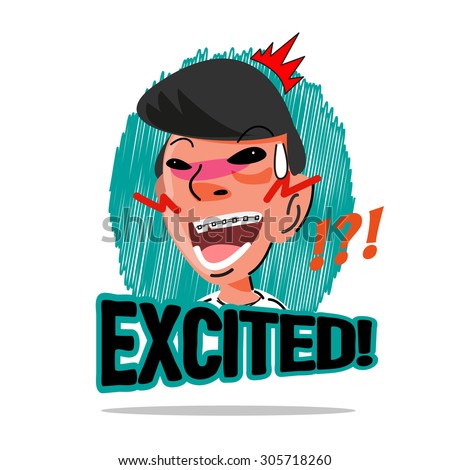 excited emotions. character  - vector illustration