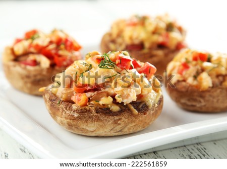 Stuffed mushrooms on plate