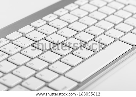 Close-up English computer keyboard with bokeh effect