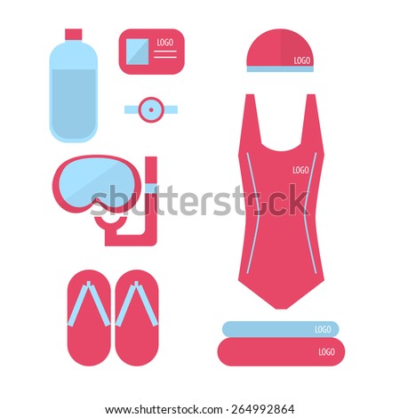 Swimming pool set. set for swimming,water sports, vector element