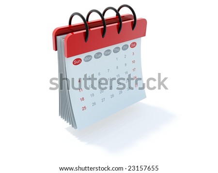 calendar icon. Red calendar icon isolated