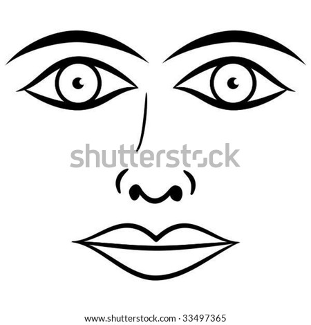 black and white face photo. stock vector : Black and white