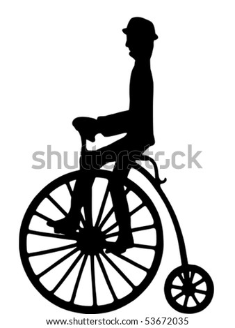  Fashioned Bike on Vector   Vector Silhouette Of A Rider On An Old Fashioned Bicycle