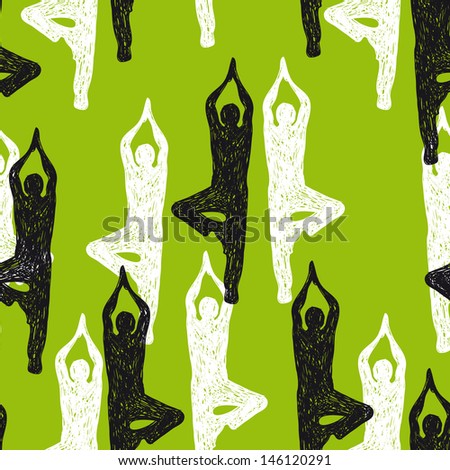 Relaxation and recreation.seamless texture with yoga motives. modern stylish texture. repeating abstract background