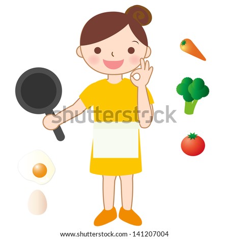 Woman   Cooking OK  Illustration