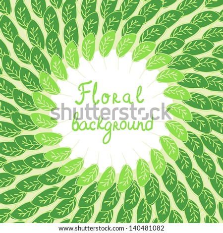 Vector green floral background with foliage