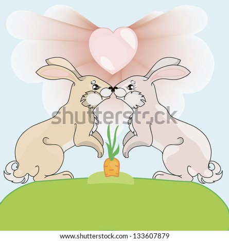 Illustration of rabbits in love