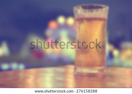blurred image of cool drinks in cafe with bokeh background