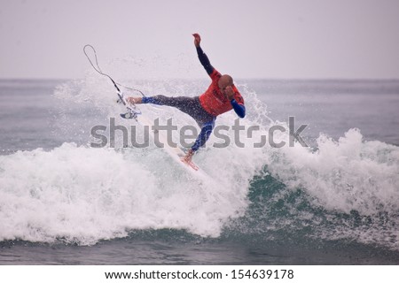 SAN CLEMENTE, CALIFORNIA - SEPT 17: Pro surfer Kelly Slater at the Hurley Pro 2013 at Lower Trestles in San Clemente, California.