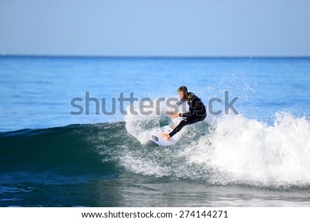 SAN CLEMENTE, CALIFORNIA - APR 28: Pro surfer at the Oakley Lowers Pro in San Clemente, California on April 28th, 2015.