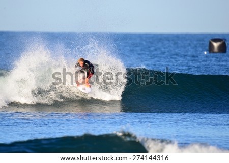 SAN CLEMENTE, CALIFORNIA - APR 28: Pro surfer at the Oakley Lowers Pro in San Clemente, California on April 28th, 2015.